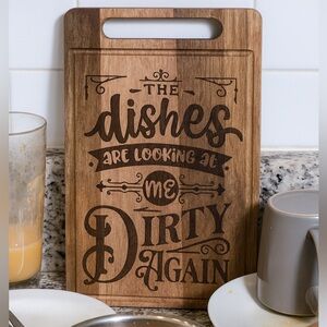 2/$50 Dirty Dishes Engraved Cutting Board – Acacia Wood 12” x 8”